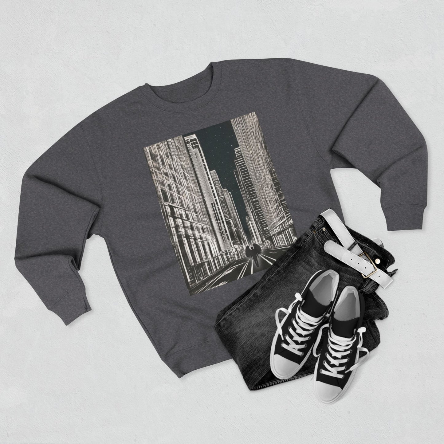 Valley of Shadows - Urban Skyline Graphic Unisex Crewneck Sweatshirt