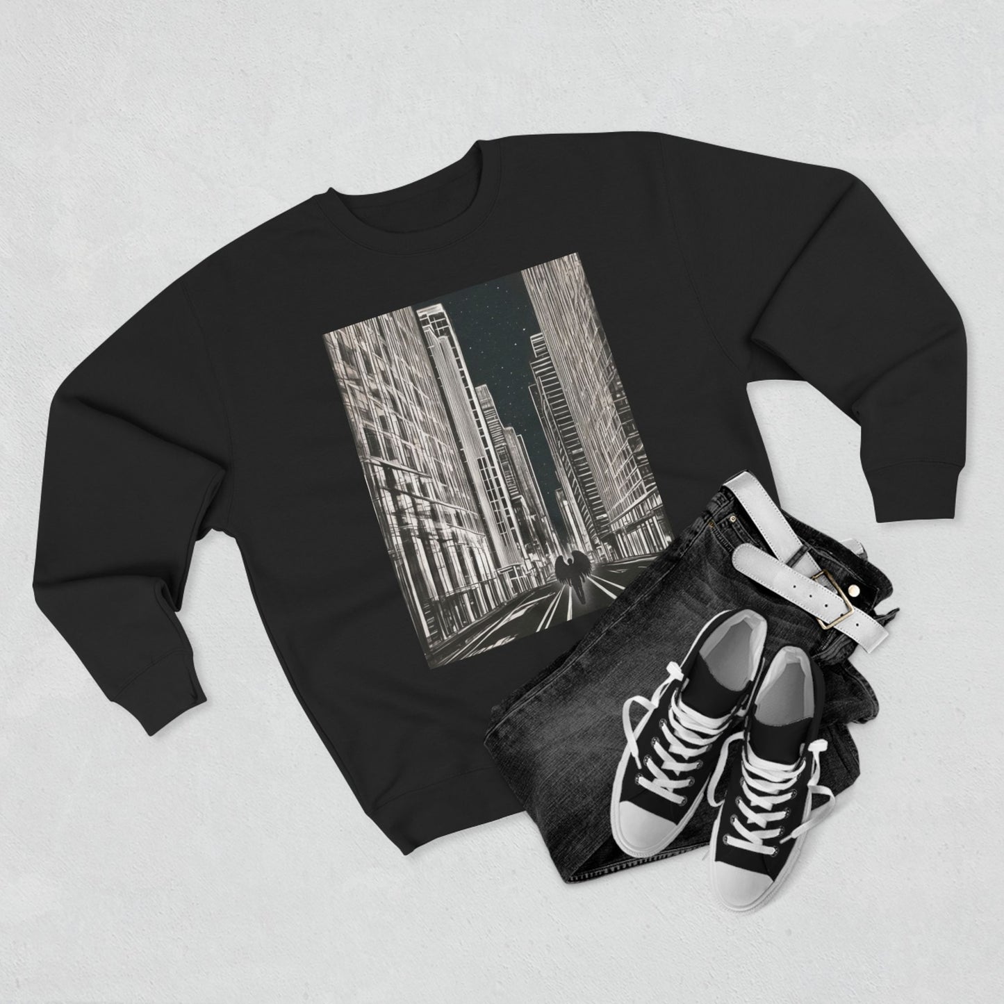 Valley of Shadows - Urban Skyline Graphic Unisex Crewneck Sweatshirt