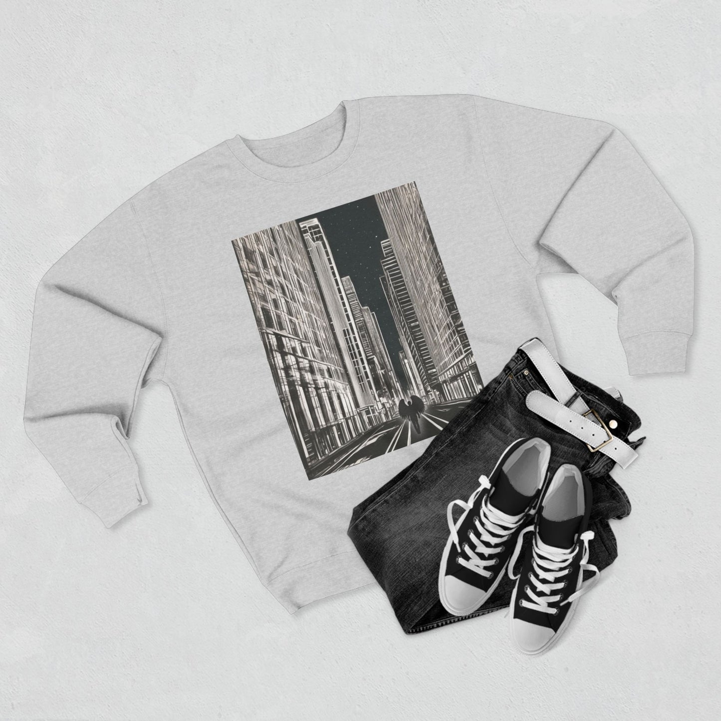 Valley of Shadows - Urban Skyline Graphic Unisex Crewneck Sweatshirt